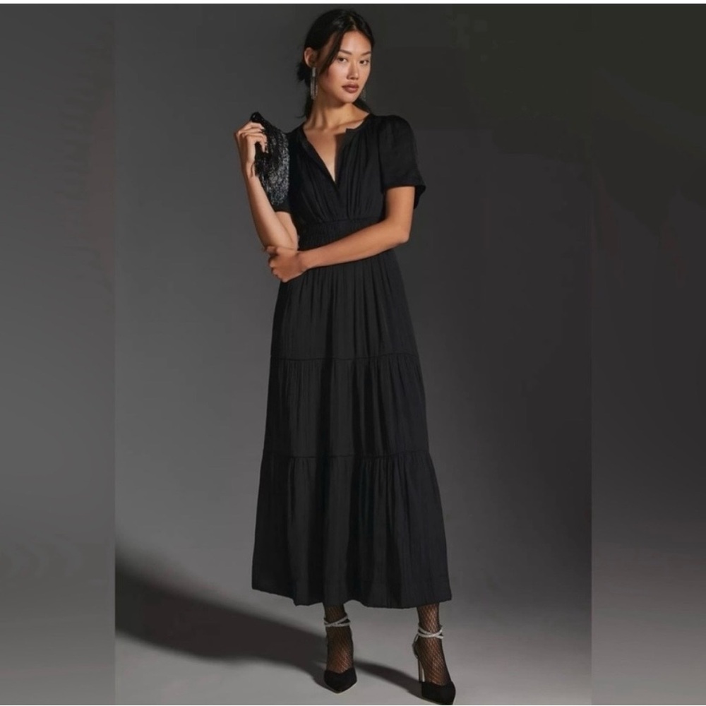 Anthropologie Somerset Maxi Dress Large Black